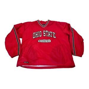Vintage OHIO STATE Buckeyes Holloway Nylon Jacket Large 80s Lined Red Pullover